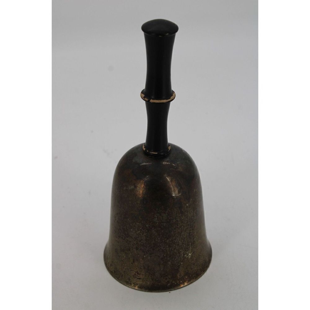 Silver Plated Bell - 8.5” Tall Hand Bell Black Handle